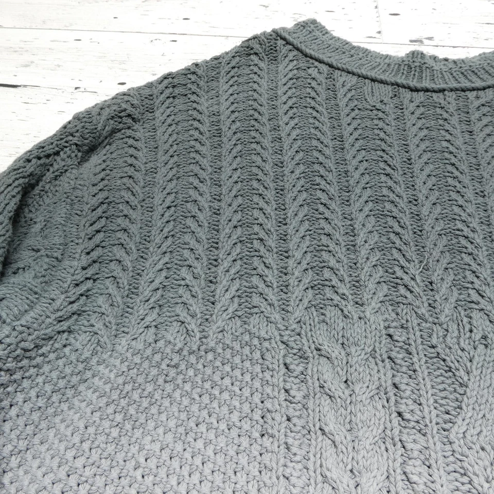 Anthropologie Sweater Womens XL Gray Ombre Gradient Cable Knit Crewneck Pullover - Image 3 of 4
