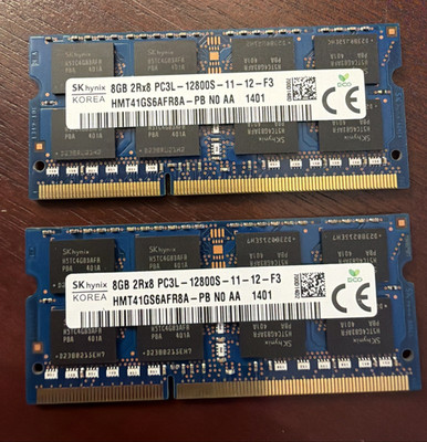 2 x SK hynix 8GB 2Rx8 PC3L-12800S HMT41GS6AFR8A-PB Laptop RAM