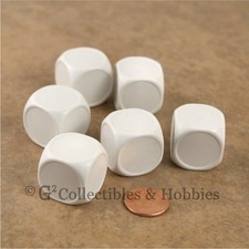 NEW Set of 6 Jumbo 22mm White Blank Rounded Edge Dice Six Sided D D RPG Large D6