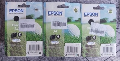 3x Original Epson 34 Schwarz Druckerpatronen Golfball -  DE-Kostenloser versand!