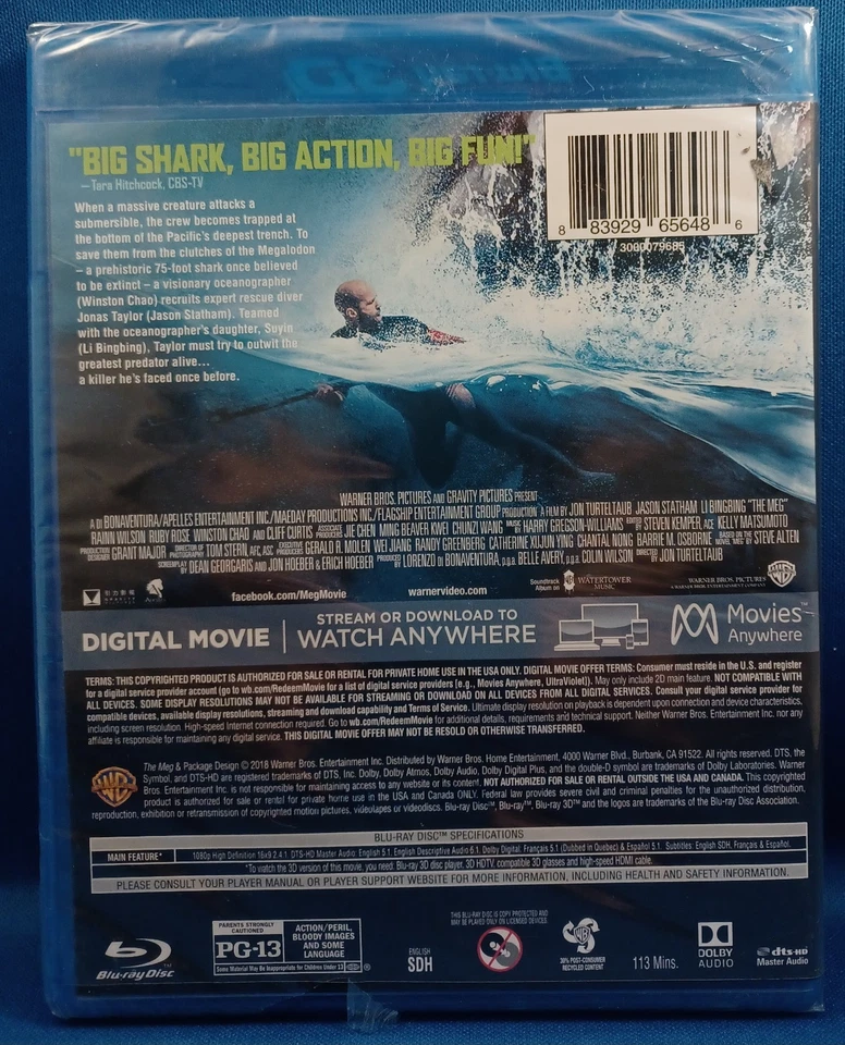 THE MEG (3D BLU-RAY) FREE USPS GROUND ADVANTAGE SHIPPING - Image 2 of 2