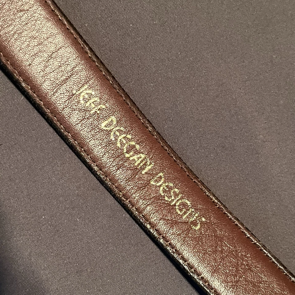 Cinturón con hebilla plateada vintage años 80 Jeff Deegan Designs color tostado y crema para mujer’s S Foto 4 de 4