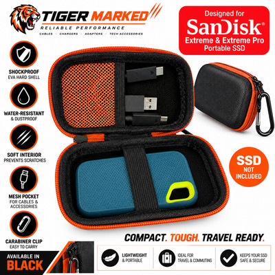 Hardcase für SanDisk Extreme Pro Portable SSD EVA Reiseetui Stoßfest Schwarz