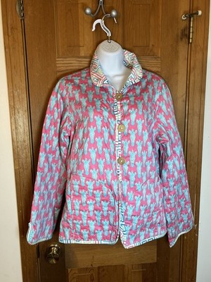 Dizzy Lizzie Quilted Cotton Jacket Reversible Pink Zebras Sz L Cottagecore
