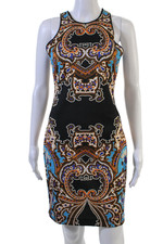 Clover Canyon Women Bodycon Sheath Black Paisley Midi Dress Zip Size M