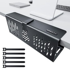 No Drill Under Desk Cable Management Tray, 14'' Wire Management, Punch-Free