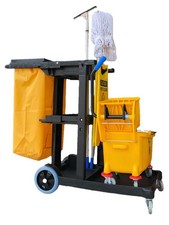 Heavy-Duty Janitorial Cleaning Cart on Wheels, 330 lbs Capacity, 3-Shelf, 25 Gal
