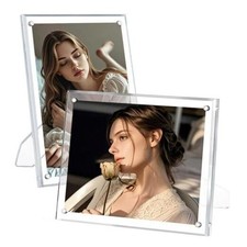 Acrylic Frames Pack, Clear Picture Frames with Stand, Magnetic Acrylic 6x8 2