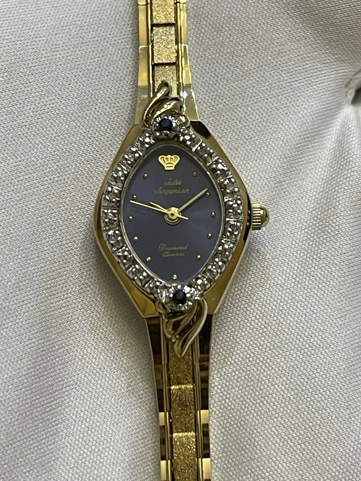 Vintage Jules Jurgensen Gold Watch Genuine Sapphires And Diamonds Swiss Made - Image 3 of 4