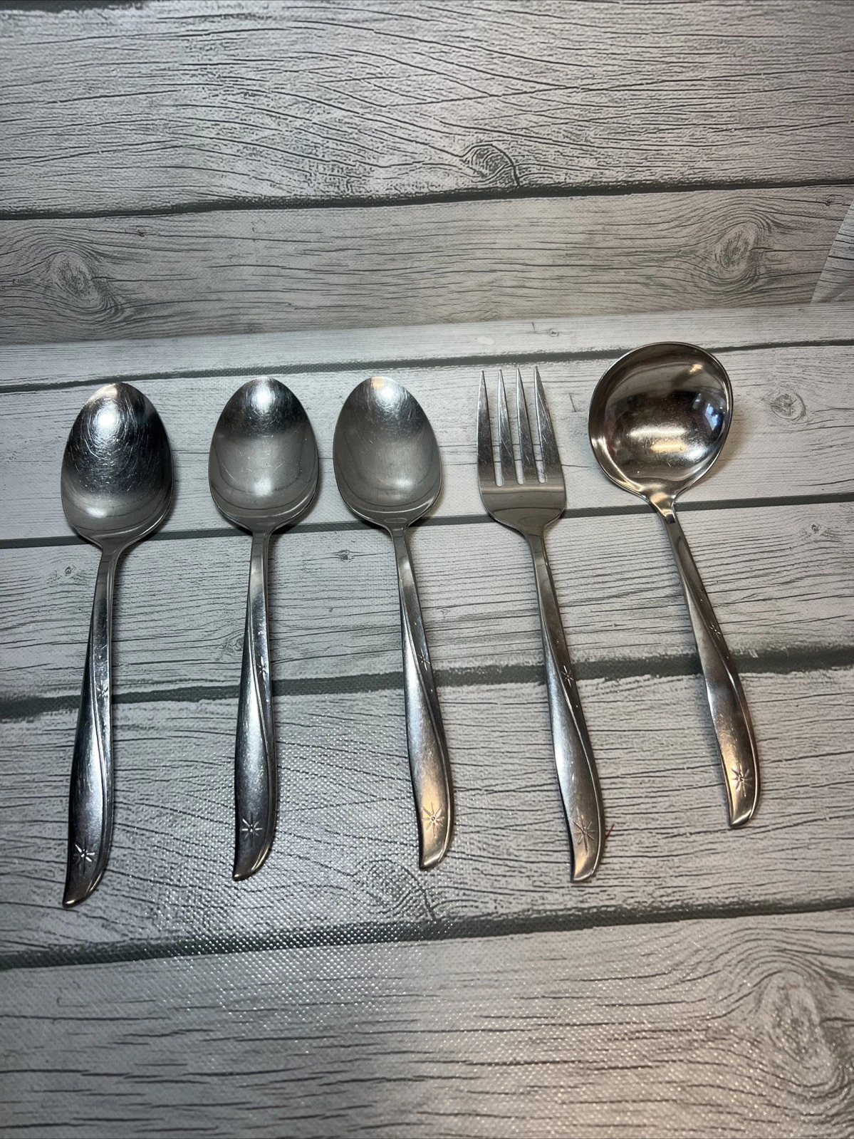 Oneida Community Stainless TWIN STAR ATOMIC Flatware Lot Serving Pieces 5