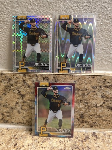 2026 Topps Chrome Paul Skenes Red White Blue Refractor, Ray Wave, Xfractor #150
