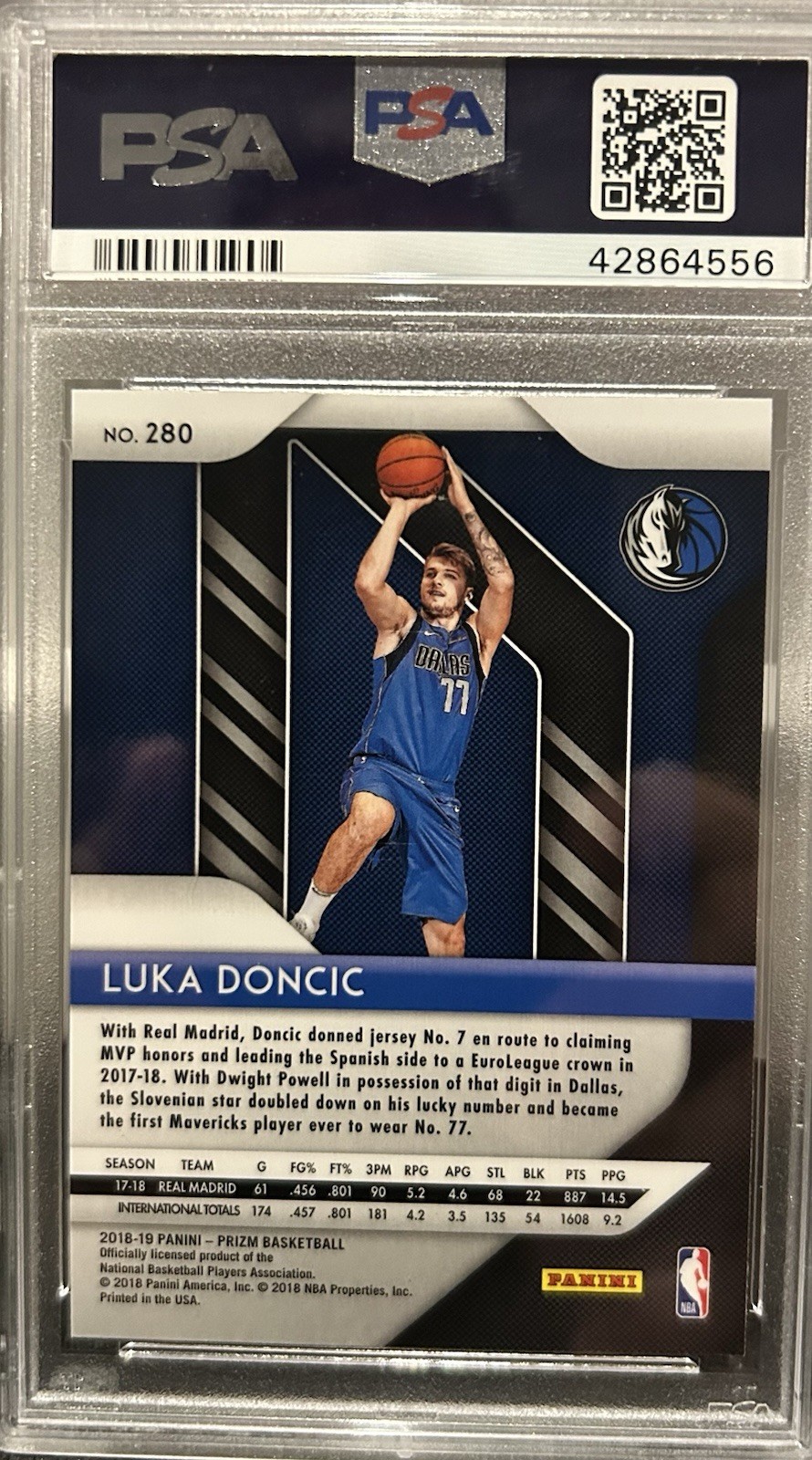 2018-19 Panini Prizm Luka Doncic #280 Rookie RC PSA 10 view 2
