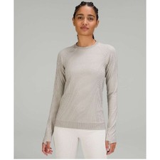 Lululemon Rest Less Pullover Ribbed Gray White Size 4