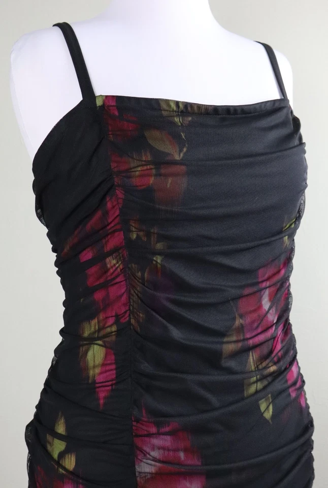 TORRID $98 Mesh Shirred Stretch Ikat Floral Wiggle Tank Dress Size 4 US 4X - Image 3 of 4