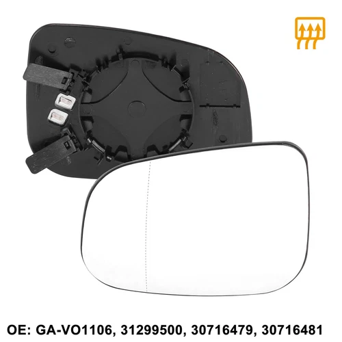 Left Driver Side Heated Mirror Glass w/ Backing Plate for Volvo S60 V60 V70 C30