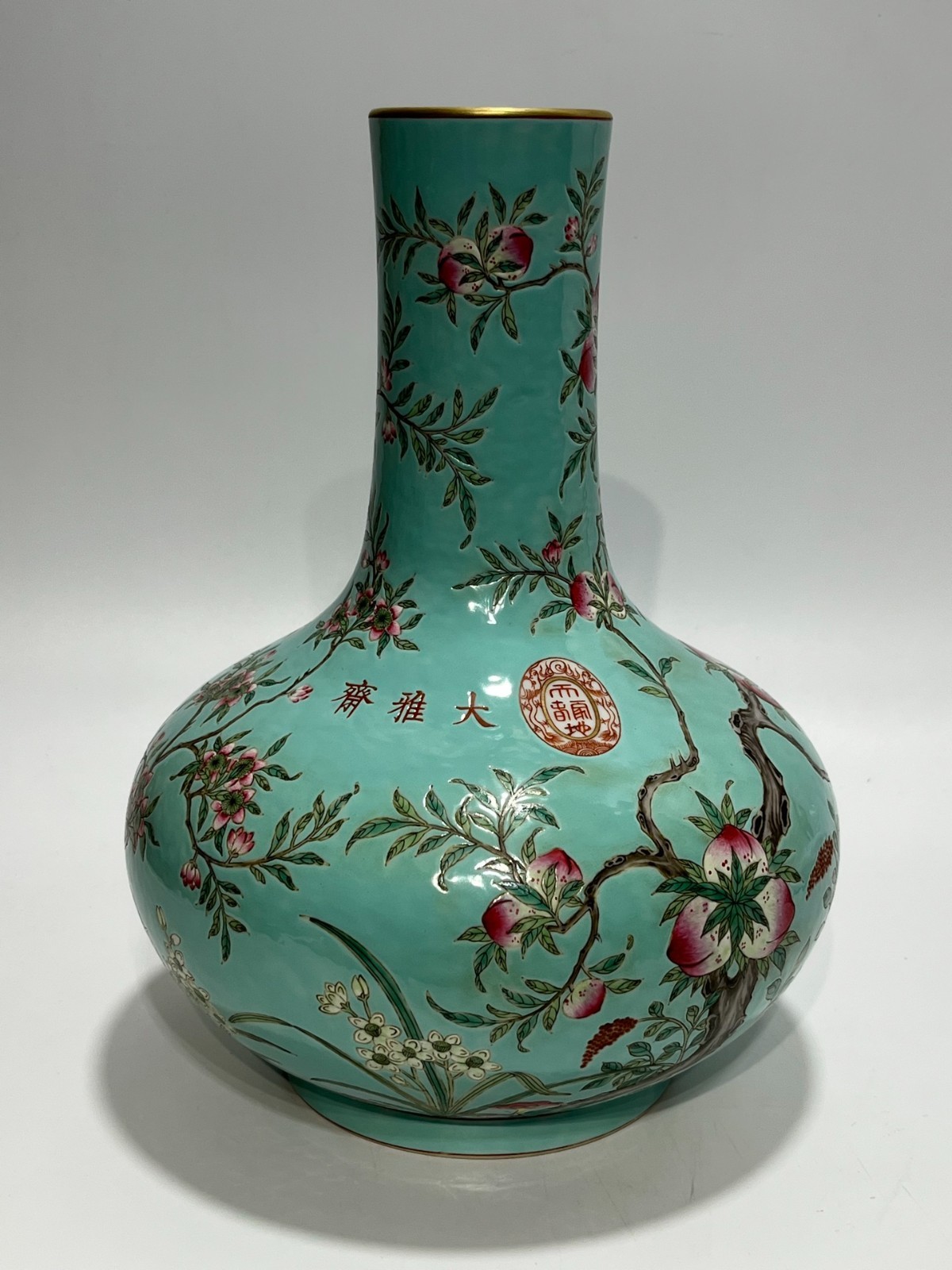 Nice Chinese Art Handmade Painting Famille Rose Porcelain Plants Shang Vase