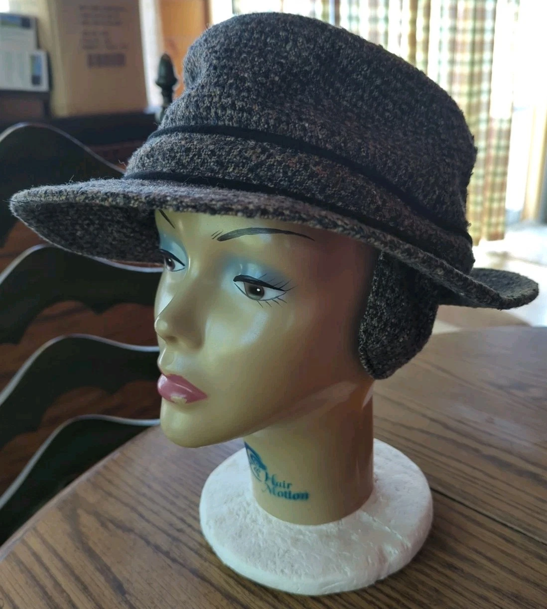 Vintage Tilley Hat Cap Unisex 7 3/4 Brown Wool Tweed Bucket Ear Flap Visor
