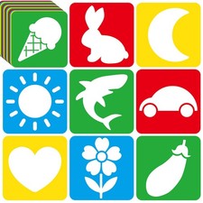 36 PCS Drawing Stencils For 8 Inch Sidewalk Chalk Large Washable Reusable Art