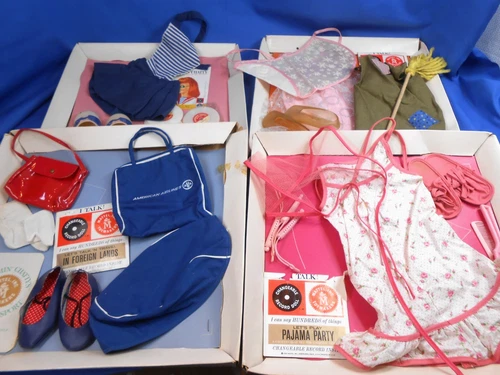 Vintage 1962 Mattel CHARMIN' CHATTY Lot of Outfits in Original Boxes & Records