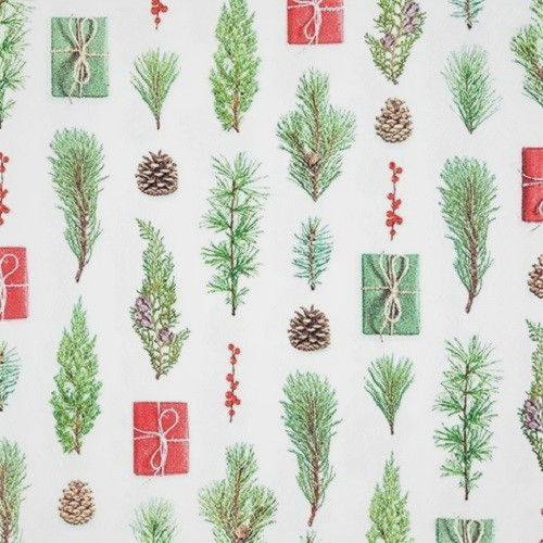 4 x Paper Napkins/3Ply/33cm/Decoupage/Christmas/Conifer/Pine Branches