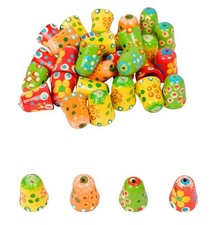 20 X Wooden Bells Beads for Jewellery Making, Dresses, Beading, Art and Crafts