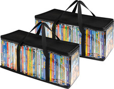 DVD Storage Bags Set of 2 Media Organizer Bag for Dvds, Cds, Blu Ray Disc, Mov