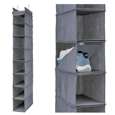Hanging Shoe Organizer Space Efficient Sz S Closet Grey Storage Compartments s16
