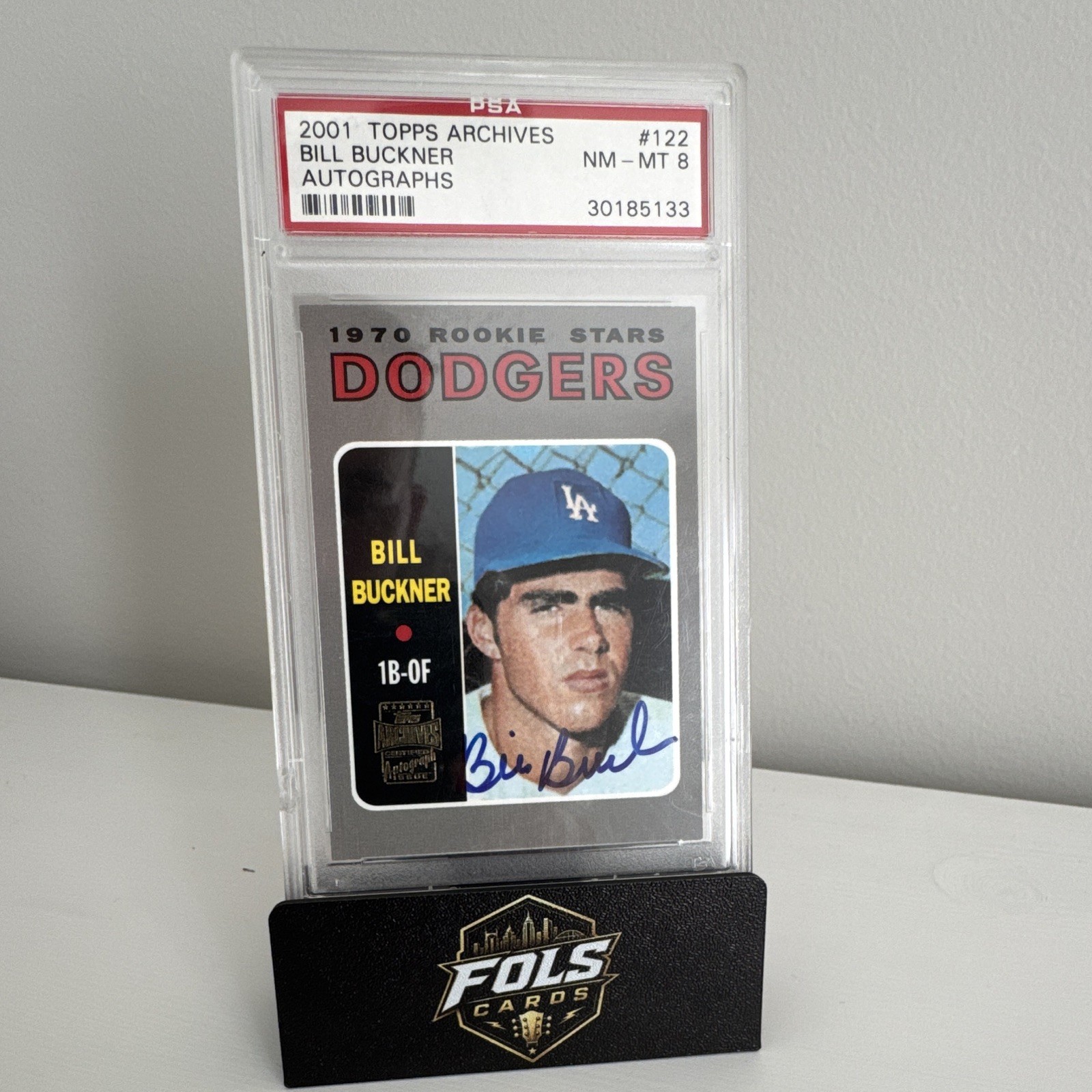 Topps Archives 2001 Bill Buckner Dodgers Autograph PSA 8 #122 TAA Auto