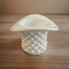 Vintage Fenton Hobnail White Milk Glass Top Hat Holder Dish