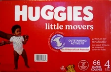Huggies Little Movers Baby Diapers Size 4 (22-37 lbs) 66 ct