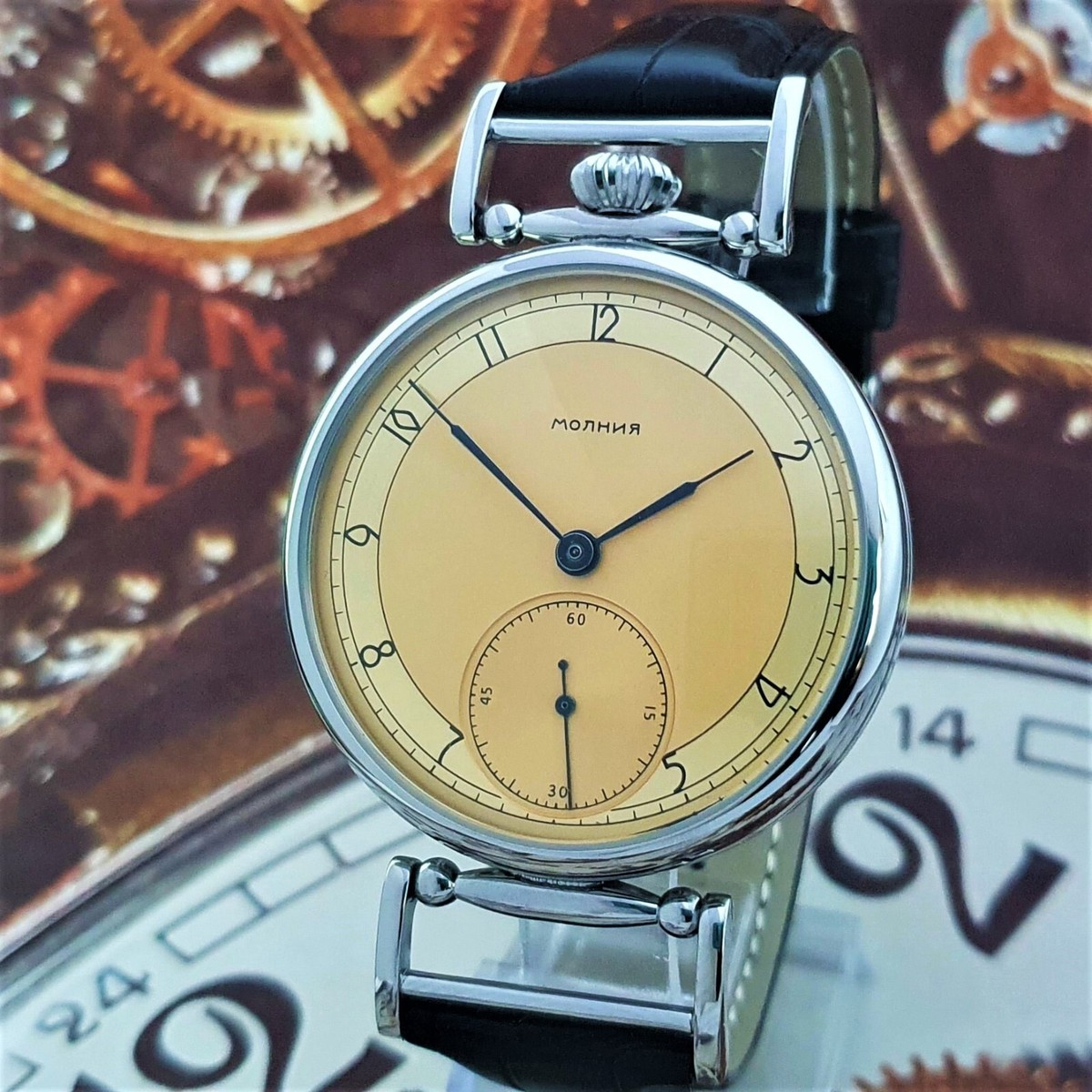 Watch MARRIAGE Gold dial Vintage mechanism MOLNIJA 3602 ChChZ USSR