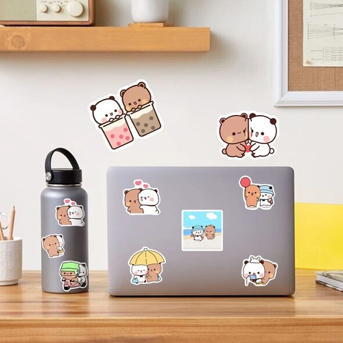 50 fogli/set adesivi panda cartone animato orso e panda Bubu Dudu adesivi bagagli GB - Foto 8 di 12