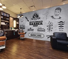 3D Style Design K1729 Hair Cut Barber Shop Wallpaper Mural Self-adhesive Luna