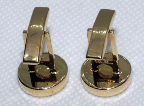 14K Solid Yellow Gold Beautiful Pair Of Black Onyx And Diamond Cufflinks 11.3 Gr - Picture 2 of 12