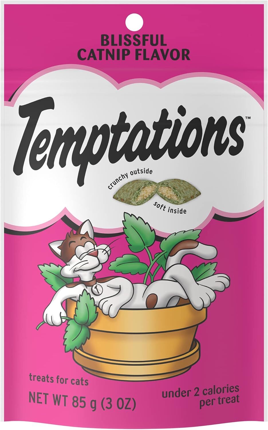 TEMPTATIONS Classic Crunchy and Soft Cat Treats Blissful Catnip Flavor, 16 Ounce