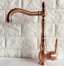 Red Copper Single Handle Hole Bathroom Basin Sink Faucet Swivel Spout Mixer Tap