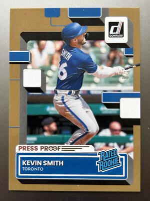 2022 Panini Donruss Baseball Kevin Smith #1/5 Press Proof Rated Rookie Jays