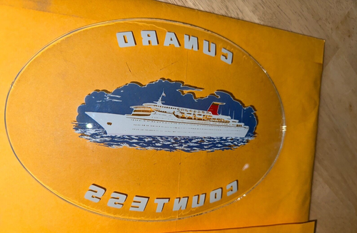 Vintage 80er Jahre? MV Cunard Gräfin, Schiff Andenken Glas Tablett Schmuckschale Teller - Bild 3 von 10