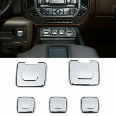 Control Power USB Socket Button Cover Trim for Chevy Silverado 2014-2018 Chrome