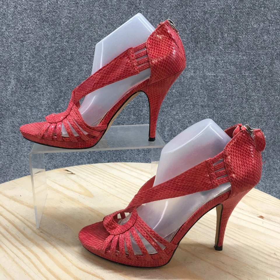 Tacones de tacón de aguja de piel de serpiente Lucille rojo 7M White House Black Market para mujer Foto 2 de 4