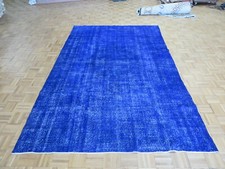 6'4 x 10 Hand Knotted Blue Vintage Overdyed Vintage Turkish Oriental Rug G10050