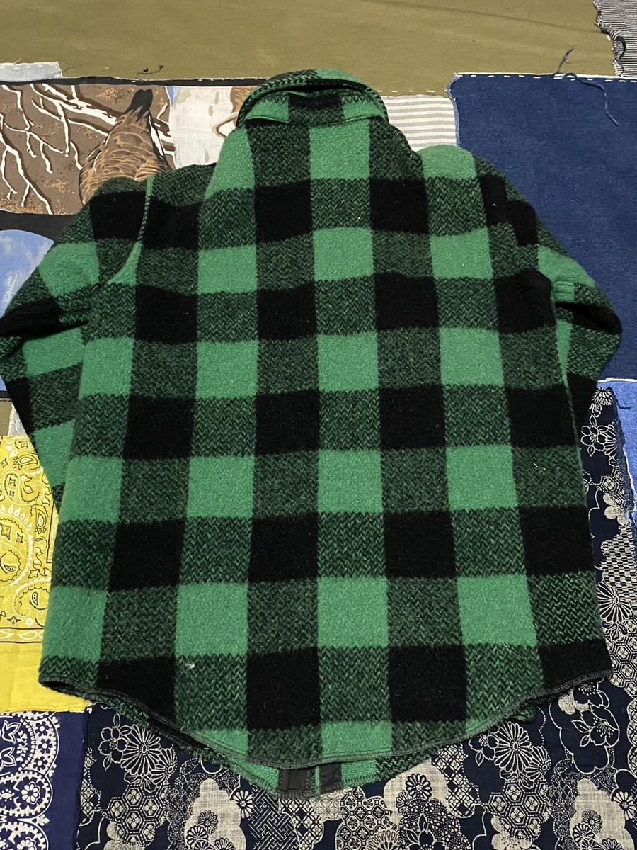 Melton Outerwear Wool Plaid Check Mackinaw Jacket Vintage 1950s 60s Size Small