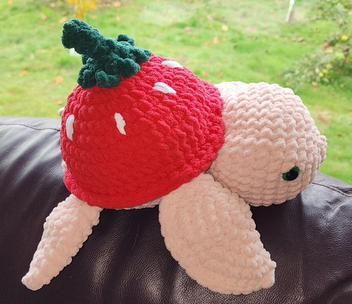 Strawberry Turtle Plushie, Handmade, Crochet - Picture 5 of 6