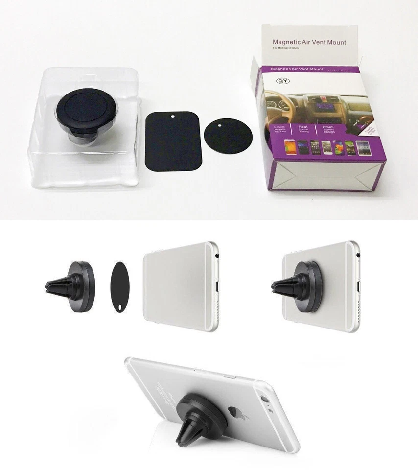 2X Soporte magnético de ventilación de aire para montaje en automóvil Soporte para teléfono celular GPS para teléfono 7 Plus 6S 6 Foto 2 de 3