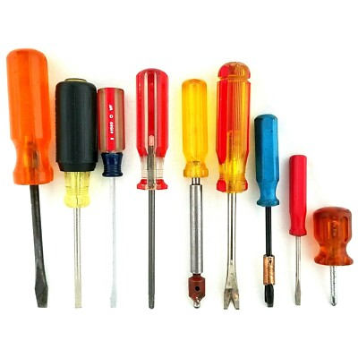 #ad Mixed Lot of 9 Vtg CRAFTSMAN Stanley Irwin Ace Aco Screwdrivers Pry Tool USA * $34.38