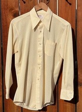 1970s Vintage Yellow Montgomery Ward Polyester Dagger Collar Shirt