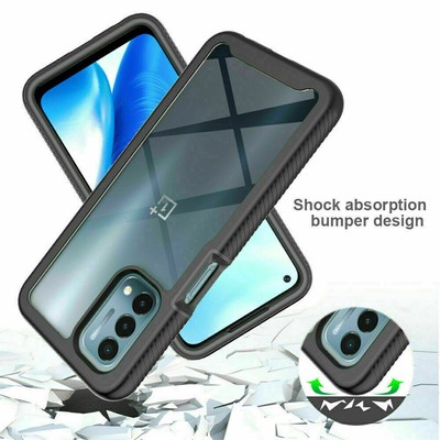 For OnePlus Nord N200 5G Shockproof Rubber Case Hybrid Armor Clear PC Back Cover