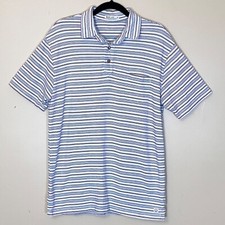 Marine Layer Short Sleeve Stripe Cotton Polo Shirt - Men's Size M - Cream