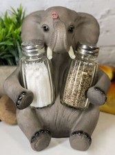 Elephant Salt and Pepper Set Salt & Pepper Shaker Holder 7" Tall Pachyderm