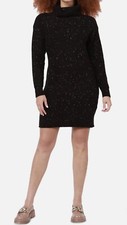 Black Tape Turtleneck Back-Cutout Sweater Dress - Starry Night, Black, XL, $79